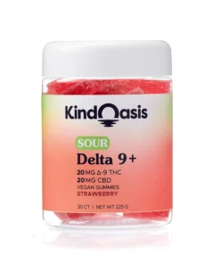 Delta 9 THC 20mg + CBD 20mg Gummies - 30ct Sour Strawberry